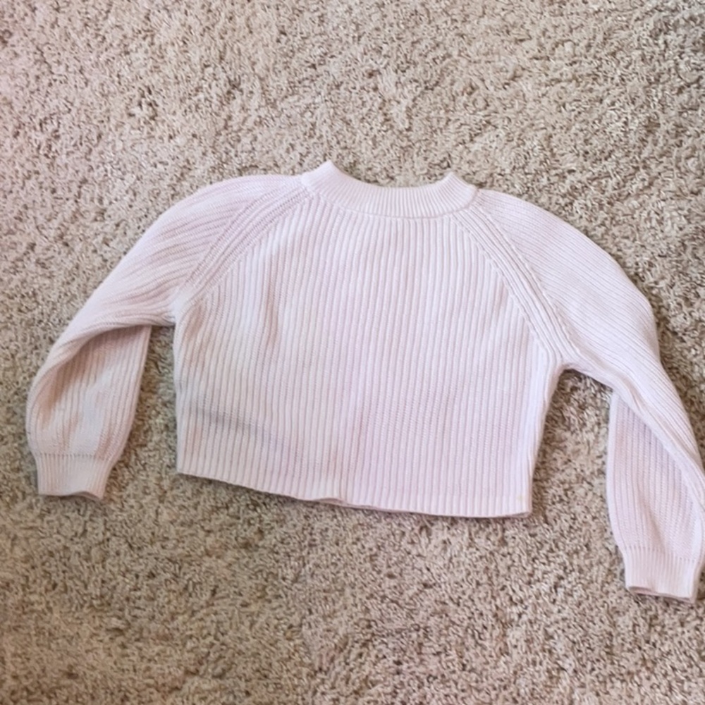 Mango kids white Ribbed Knit Cropped Sweater